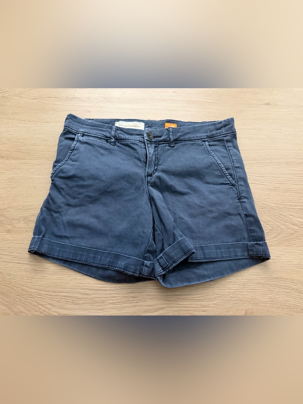Pilcro and the Letterpress Hyphen Chino Shorts cuffed hem size 26 blue